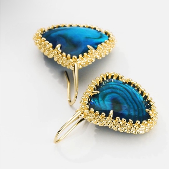 Kendra Scott Kendall framed large teal abalone earrings - Picture 8 of 9